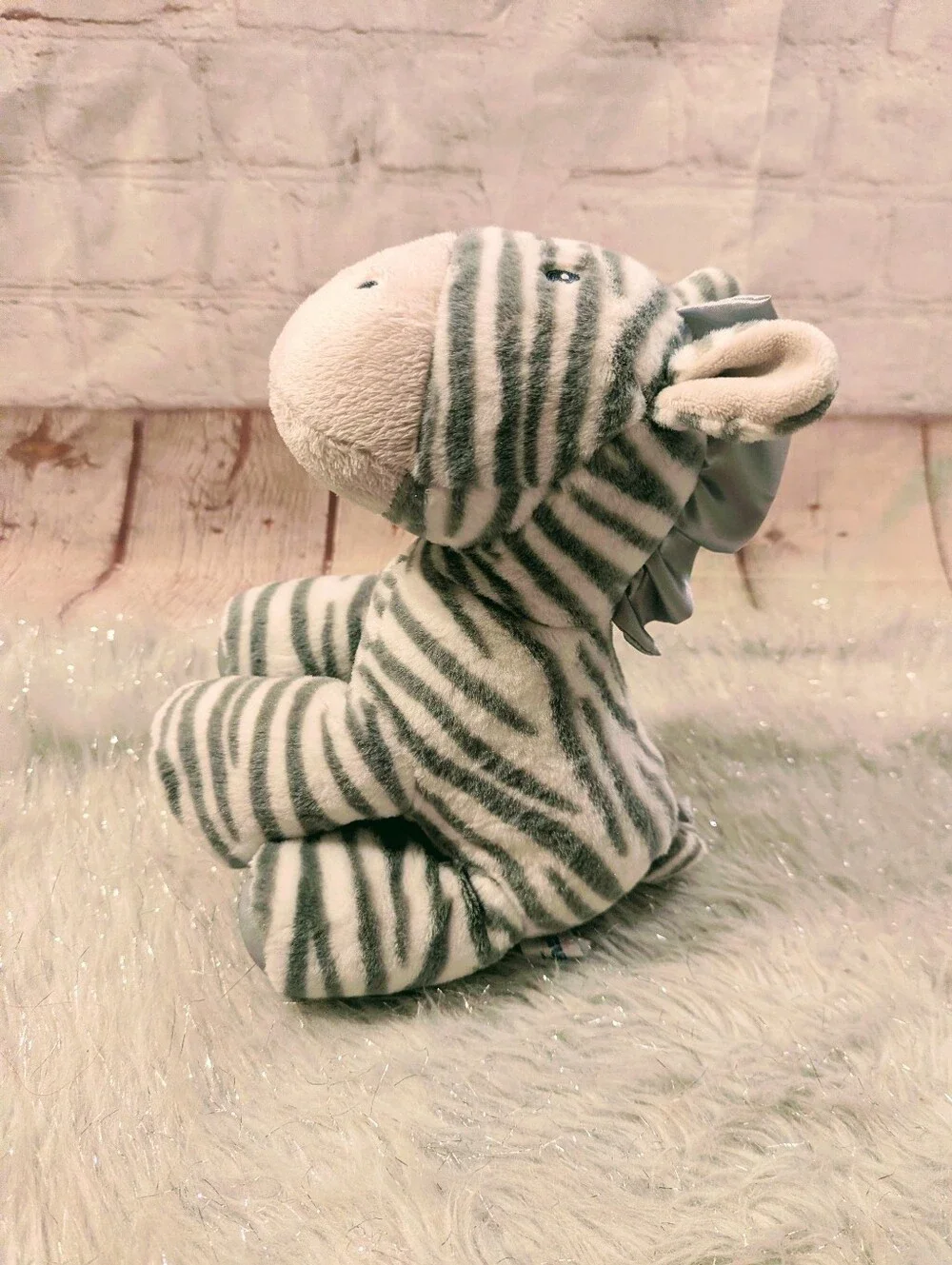 Baby Gund Zeebs Gray and White Striped Zebra Plush